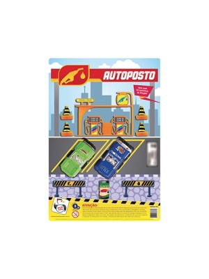 AutoPosto Infantil Pica-Pau com 10 Peças Brinquedo Educativo de Montar com Carrinhos e Acessórios