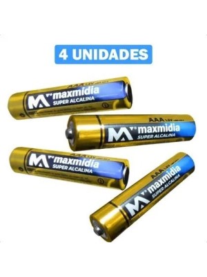 Pilha Alcalina AAA Maxmidia Cartela com 4 Unidades 1,5V – Alta Durabilidade, Energia de Longa Duração e Proteção Anti-Vazamento