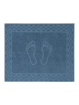 Toalha Piso Chevron Marcotex 60x50cm 110g Azul Jeans Leve, Absorvente e Sofisticada para Banheiro