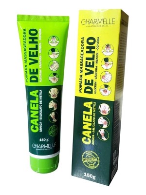 Pomada Massageadora Canela de Velho 150g Charmelle com Arnica, Mentol, Alecrim, Cânfora e Copaíba — Alívio Muscular e Articular