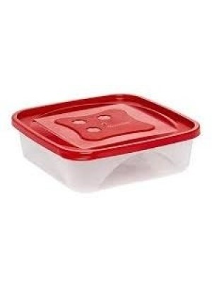Pote Quadrado 1,95L com Tampa Vermelha – Pote Plástico Transparente, Ideal para Armazenar Alimentos, Geladeira, Freezer, Marmitas e Organização