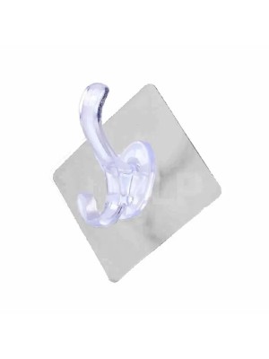 Cabide Duplo de Parede Transparente com Adesivo Forte – Kit 6 Peças para Organização sem Furo