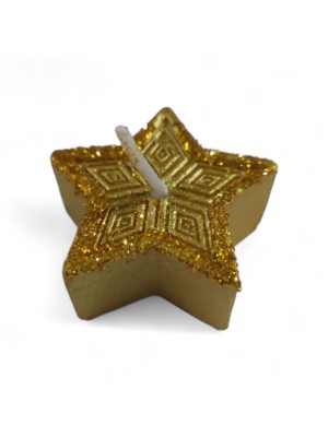 Vela Estrela Glitter Kit com 3 Peças 4,2x2,3cm para Decoração Natalina e Festas