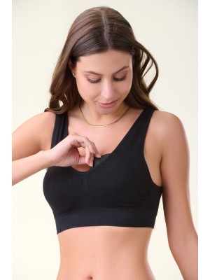 Top Preto Adulto GG Sem Costura com Bojo Removível, Ultra Confortável, Anatômico e Ideal para Uso Diário