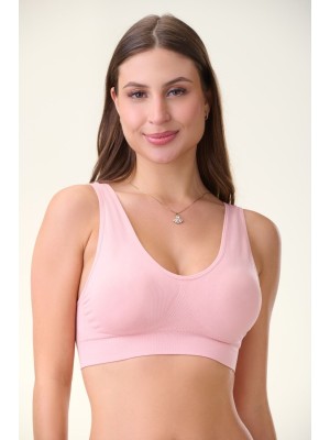 Top Rosa Adulto M Sem Costura com Bojo Removível, Confortável, Anatômico, Toque Suave e Ideal para Uso Diário