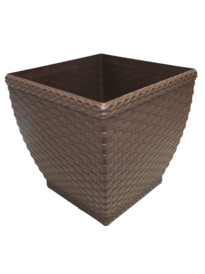 Vaso Cachepô Rattan Pequeno Quadrado 14,5cm Coffee – Decoração Sofisticada para Casa e Jardim