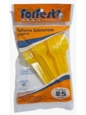 GARFO DESCARTÁVEL SOBREMESA AMARELO C/25PCS UN. FORFEST